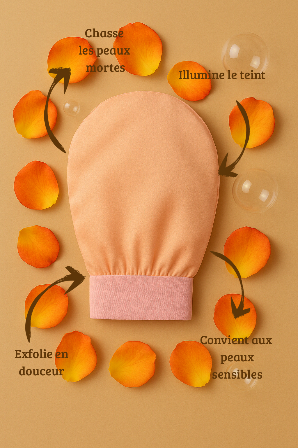 Gant exfoliant en soie de mûrier